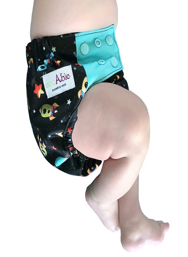 Ecoable Reusable Waterproof Diaper Cover Shell: for Baby Prefold Cloth Diapers, Flats, Fitted or Inserts (Clouds and Rainbows) - Image 4